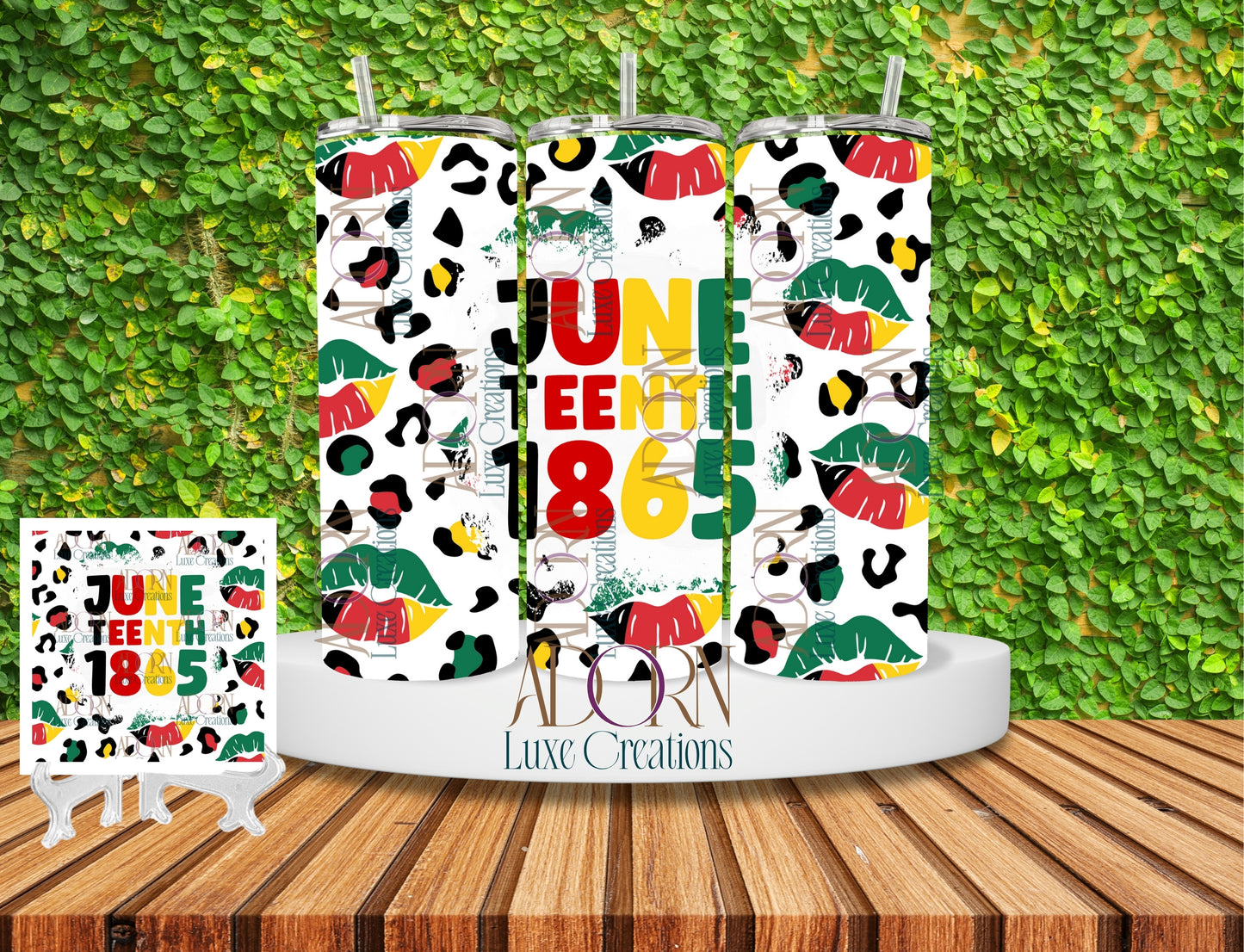 Juneteenth Leopard Tumbler + Coaster