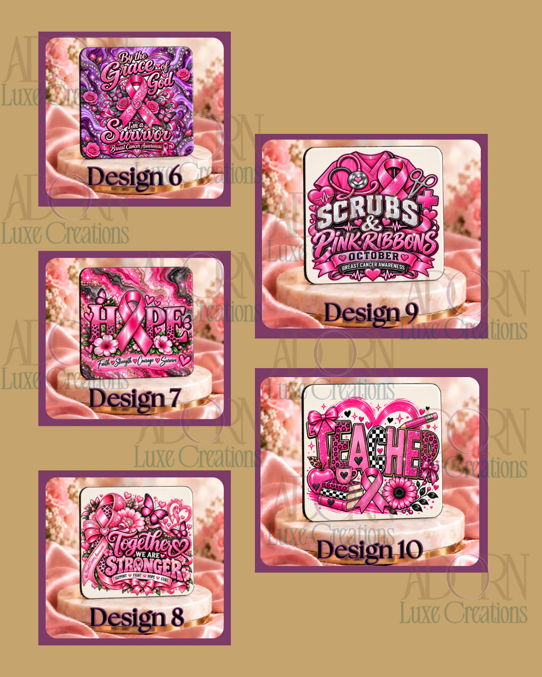 Adorned in Pink | Awareness Coasters