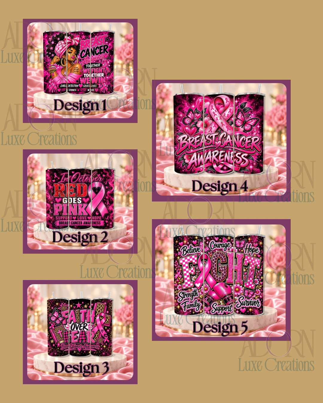 Adorned in Pink | Awareness Tumblers