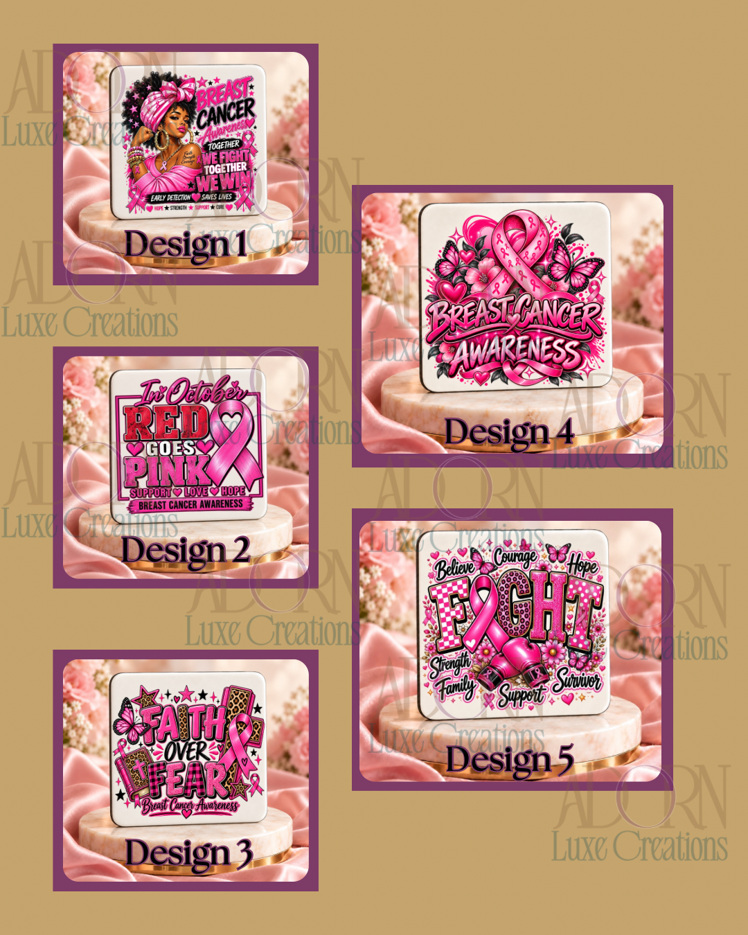 Adorned in Pink | Awareness Coasters