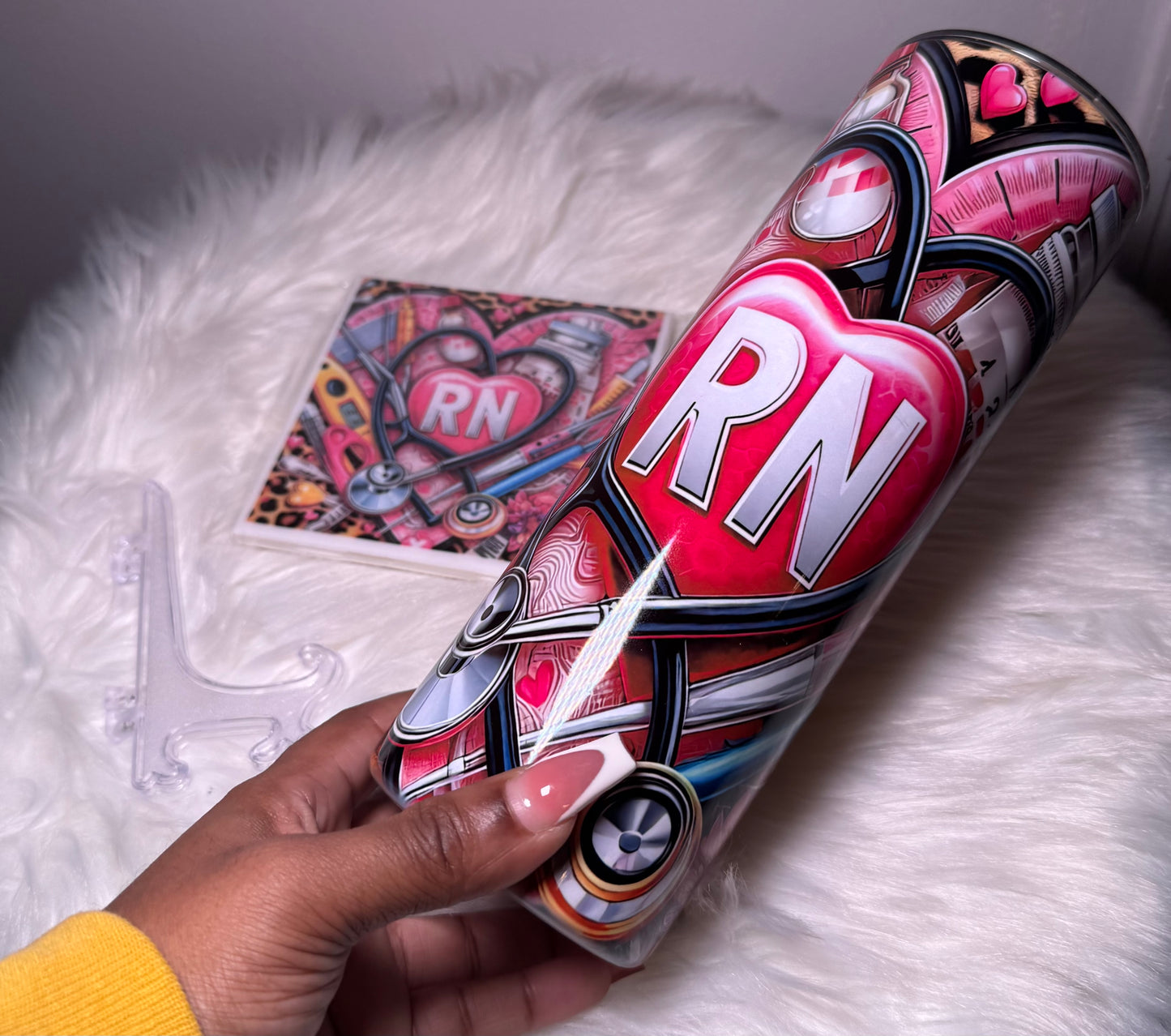 Pink RN Tumbler + Coaster